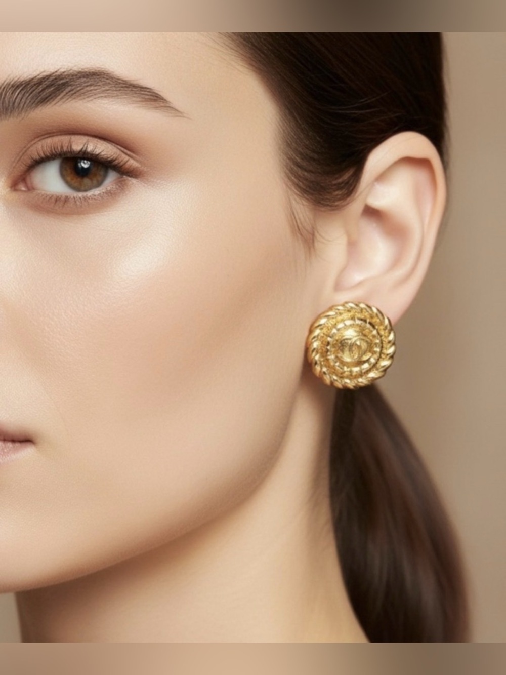 CHANEL Gold Spiral Earrings - Picture 2 of 10